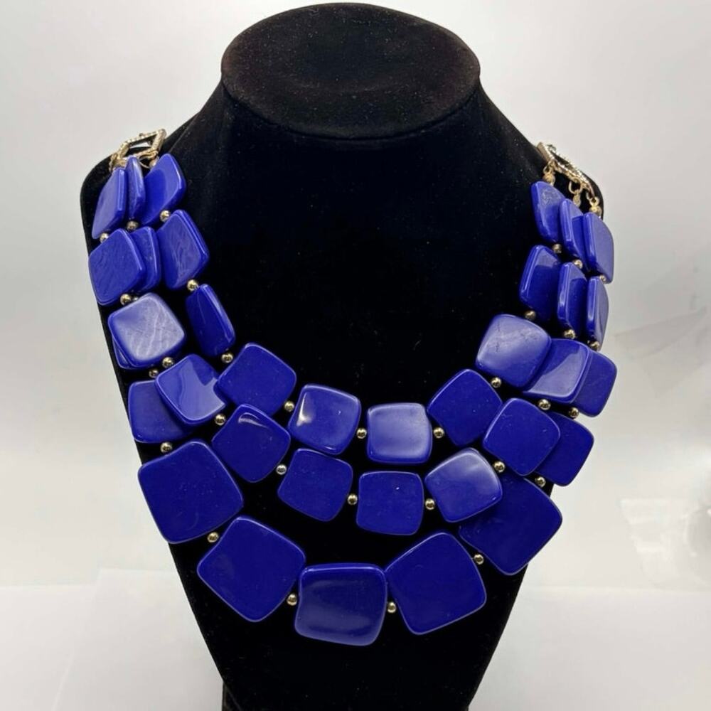 Dark Blue Square Layered Necklace